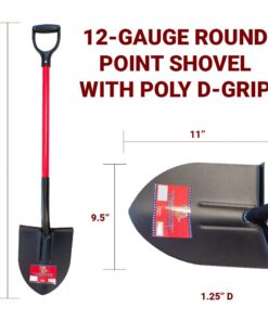 Bully Tools 92510 12-Gauge Round Point Shovel with Fiberglass D-Grip Handle Dgrip 11 51Zrf1Smb4L
