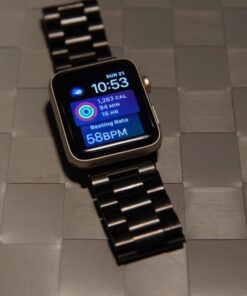 Simpeak Business Metal Band Compatible with Apple Watch Series 9 8 7 (45mm) Series 6 SE 5 4 (44mm) Series 3 2 1 (42mm) Women Men Solid Stainless Steel Band Strap Replacement for iWatch 45mm 44mm 42mm 47 51ZzZZs8oL