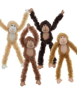 Alternative view of Fuzzy Friends 1 Each Burnt Orange, Blonde, Cream and Dark Brown Fuzzy Friends Plush Monkey with Velcro Hands Furry Stuffed Animal, Set of 4 Multicolored