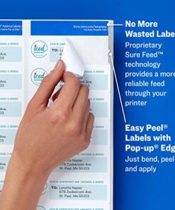 Avery Easy Peel Printable Address Labels with Sure Feed, 1" x 2-5/8", White, 750 Blank Mailing Labels (08160) 750 labels 16 51a LN5KnL
