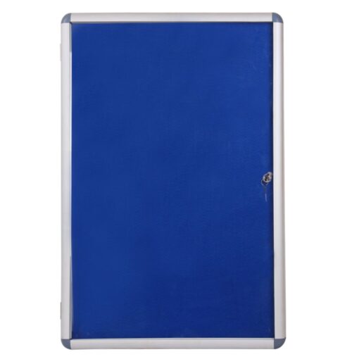 VIZ-PRO Tamperproof Lockable Noticeboard Class 1 Aluminium Framed 36x24 Inches Blue Felt 36 x 24 inches