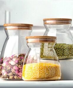 Newerlives Air Tight Storage Jar, Glass Storage Tank with a Natural Bamboo Lid,BPA-Free Eco-Friendly Container Natural Bamboo Lid and Silicone Seal Ring Kitchen Storage Jar(Bamboo, 700ML) 16 51a0eM nbuL