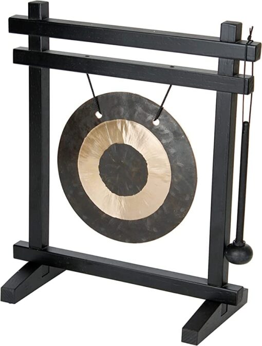 Woodstock Wind Chimes for Meditation, Yoga, Classrooms, Offices for Awareness, Relaxation, Home Decor 12" Desk Gong Christmas/Hanukkah Gifts (WDG) Black/Bronze