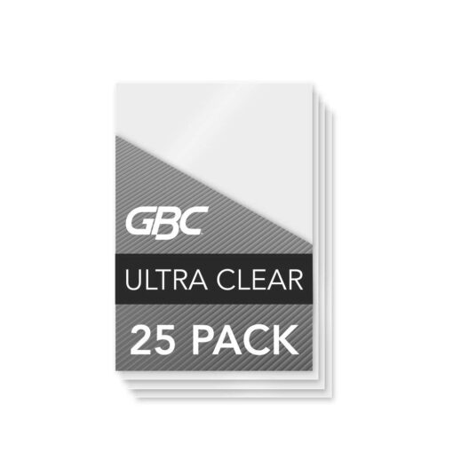 GBC Thermal Laminating Sheets/Pouches, Badge/ID Card Size with Clip, 5 Mil, Ultra Clear, 25-Count (3202011) 2.5 x 3.75