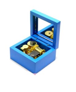 Hleeduo 18 Note Wind-up Wooden Musical Box ,Gold Movement---different Color and Tune Available, Tune: The Wind Forest From My Neighbor Totoro, Blue