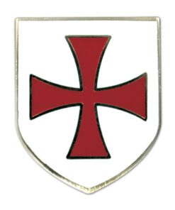 Knights Templar Crusader Red Cross White Shield Masonic Lapel Pin - [White & Red][1'' Tall]