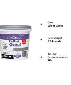 Alternative view of Custom CUSTOM-PMG381QT-1, Bright White PMG381QT 1-Quart Simple Premium Grout, 32 Fl Oz
