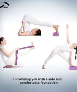 JBM Yoga Blocks 2 Pack with Strap, Cork Yoga Block 2 Pack EVA Foam Yoga Block Set of 2 Yoga Block with Strap, Yoga Bricks with Strap, Yoga Block Yoga Brick Yoga Cube Stretch Blocks Stretching Blocks Purple 15 51acuA9aXmL