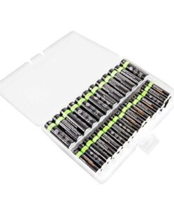Foto&Tech AA AAA Battery Storage Box, Rechargeable Battery Storage Case Battery Holder Organizer Box Holds 46AA or 64AAA with Hinged Lid Charge Reminder Marking Non-Slip Bottom Sturdy Plastic Clear 14 51adwrX1h7L 3