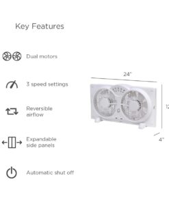 Genesis Twin Fan High Velocity Reversible AirFlow Fan, LED Indicator Lights Adjustable Thermostat & Max Cool Technology, ETL Certified, White (A1WINDOWFAN) 25 51agmkoN57L 1