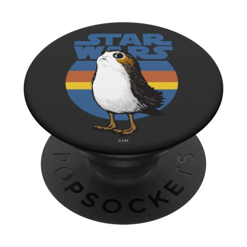 Star Wars Cute Porg Silhouette Retro Background PopSockets Standard PopGrip