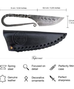 Toferner Medieval Celtic knife- black- Hand Forged Knife- Sports- Hand Made Genuine Leather Case- Hardened Blade - Vintage– Art Collection- Antiquity- Great Gift Idea 17 51amA iVdmL