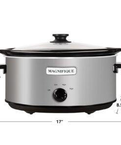 MAGNIFIQUE Oval Digital Slow Cooker with Keep Warm Setting - Perfect Kitchen Small Appliance for Family Dinners (Stainless Steel Manual, 7 Qt) Steel Analog 11 51amK3OSOIL