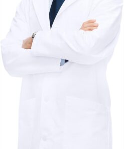 NY Threads Professional Lab Coat for Men, Full Sleeve Poly Cotton Long Medical Coat White Large 15 51aoTPUgoML