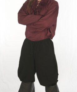 Alternative view of Dress Like A Pirate Ren Fair LARP Pants Elastic/Drawstring Waist Button Cuffs (L/XL, Black)