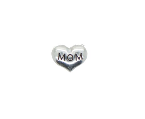 Silver MOM Heart Floating Charm