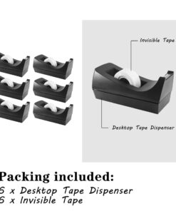 Tape Dispenser Desk, Desktop Tape Dispenser Non-Skid Pad Design, 6 Rolls Invisible Tape with Dispenser, 7/10 X 800 Inches Iisible Tape for Gift Wrapping, Wide Application for School, Home 15 51b9HNfKxKL