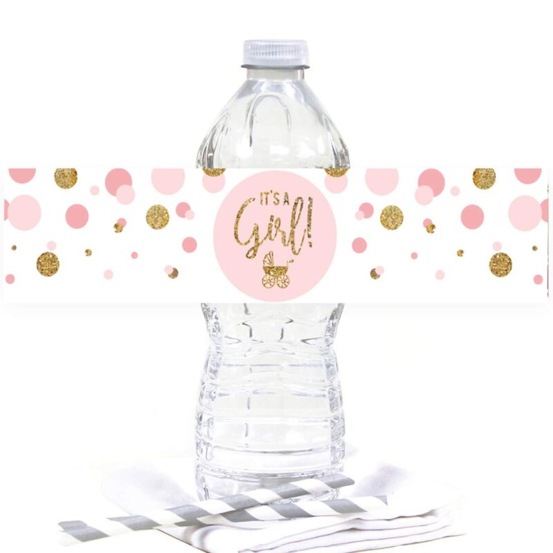 Catalog 4 Andaz Press Blush Pink Gold Glitter Girl Baby Shower Party Collection, Water Bottle Label Stickers, 20-Pack Labels Water Bottle