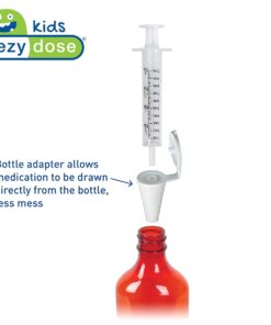 EZY DOSE Kids Baby Oral Syringe & Dispenser Calibrated for Liquid Medicine, Reduce Mess, Easy Way to Orally Administer Medication, 10 mL/2 TSP, Includes Bottle Adapter, Clear, BPA Free 23 51bH4FNtBLL