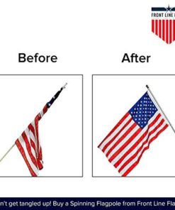 Front Line Flags Flag Pole: 6' Ft Silver Aluminum Flagpole | Spinning and Tangle-Free | Heavy Duty | Wind Resistant and Rust Free Silver Wall Mount Flag Pole P/N FL6S 6ft Silver (Pole Only) 25 51bLFXpv1OL