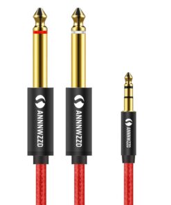 Alternative view of ANNNWZZD 1/8 to 1/4 Stereo Cable, 1/4 to 3.5mm 1/8 TRS Y Splitter Audio Cord Compatible with Phone, PC, Computer Sound Card 10ft/3m