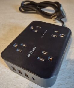 Power Strip Surge Protector - Flat Plug, Wall Mount, 8 Wide Outlets with 4 USB Ports (1 USB C), 5FT Heavy Duty Extension Cord with Multiple Outlets, Charging Station Overload Protection for Home Dorm 5 FT Black 44 51bTgIiGTxL