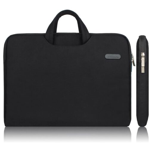 ARVOK 17 17.3 Inch Water-Resistant Canvas Fabric Laptop Sleeve with Handle&Zipper Pocket/Notebook Computer Case/Ultrabook Carrying Bag for HP/Dell/Lenovo/A sus/Acer/Samsung, Black 17 inch