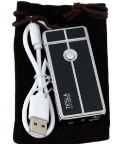 Tesla Coil Lighters™ USB Rechargeable Windproof Arc Cigarette Lighter with Charging Cable and Carrying Pouch Black/Silver 18 51bZB9IzzmL