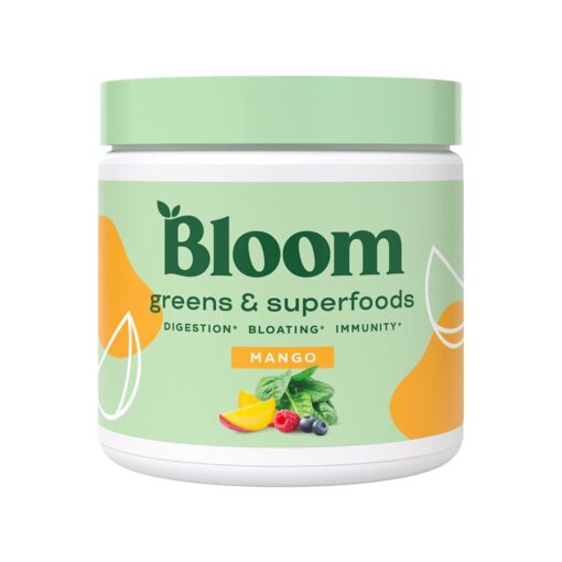 Bloom Nutrition Super Greens Powder Smoothie & Juice Mix - Probiotics for Digestive Health & Bloating Relief for Women, Digestive Enzymes with Superfoods Spirulina & Chlorella for Gut Health (Mango) Mango 30 Servings (Pack of 1)