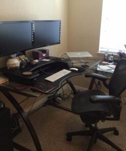 Vari - VariDesk Pro Plus 36 - Desktop Standing Desk Converter - Adjustable Desk Riser with 11 Height Settings - Sit Stand Desk Dual Monitor Standing Desk Riser with Spring Loaded Lift (Black) Black 36 51biKLUYlSL