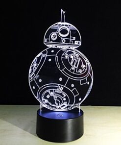 HU XUE GUANG 3D Illusion Lamp b b-8 Robots Night Light 3D Night Light for Kids 7 Color Changing Lights Desk Table Lamp Home Decor Sleep Lamp Best Gift Toyss NL-BB-8 7 Color Change 17 51by2aJwIL