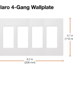 Lutron Claro 4 Gang Decorator/Rocker Wallplate, Gloss, White (1-Pack) | CW-4-WH 1 Pack 20 51c 96e0gSL