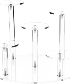 Plymor Clear Acrylic Round 10" Base Display Riser with 5 Round 3" Display Pedestals, 7" High 7" x 10" x 10"
