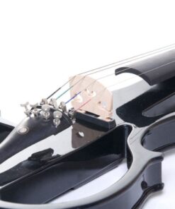 Alternative view of Cecilio Silent Electric Solid Wood Violin Kit with Ebony Fittings in Black Metallic Varnish - Full Size 4/4 Electric Violin for Beginner and Professional Musicians 4/4-size Cut Out - Black