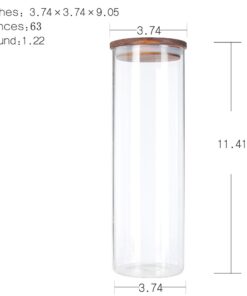 Alternative view of KKC HOME ACCENTS Tall Borosilicate Glass Spaghetti Storage Jar,Pasta Canister,Noodle Holder,Sealed Container with Wooden Lid,63 Fluid Ounces 63floz