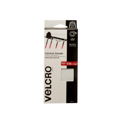 VELCRO Brand - Industrial Strength | Indoor & Outdoor Use | Superior Holding Power on Smooth Surfaces | Size 4ft x 2in | Tape, White - Pack of 1