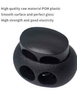 DYZD Plastic Cord Lock End Toggle Double Hole Spring Stopper Fastener Slider Toggles End (Black,10 PCS) Black 25 51cG6YBmn9L