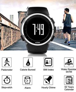 EZON T029 Men's Digital Sports Outdoor Watches with Pedometer Calorie Counter Waterproof Wristwatch black 14 51cYolCdkQL