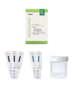 Alternative view of Utest (5-Test Strips + Cup) THC Home Tests for 50 ng/mL (3 Strips) and 15 ng/mL (2 Strips) 1-Pack