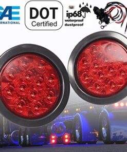 AutoSmart 4" Round LED Stop Turn Tail Light Includes Pair Light Red Lens, Grommet, Plug For Truck Trailer 21 51cpslAiiLL