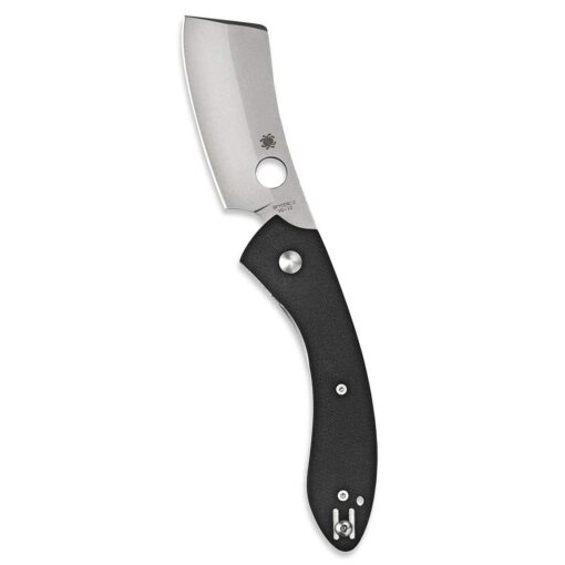 Spyderco Roc Specialty Folding Utility Pocket Knife with LinerLock Mechanism - 3.10" VG-10 Stainless Steel Cleaver Style Blade and Black Textured G-10 Handle - PlainEdge - Everyday Carry - C177GP