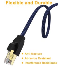 VANDESAIL Cat 8 Ethernet Cable, Shielded Ethernet Cord LAN rj45 Network Cable Poe Patch Cables Flat 6FT 2pack Support cat7 cat6 cat5, High Speed for Gaming ps5 Xbox Laptop Modem Router Splitters 6FT(1.8m) Cat8 2 12 51csOtyFzoL