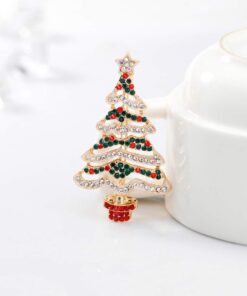Fesciory Christmas Brooch Pins for Women, Multi-Colored Rhinestone Crystal Enamel Christmas Jewelry Gift for Girls Christmas Tree 12 51cvUxgv CL