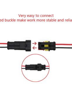 ESUPPORT 2 Pin Way Car Auto Waterproof Electrical Connector Plug Socket Kit with Wire AWG Gauge Marine Pack of 10 12 51d7prcOrcL