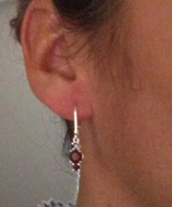 Amazon Collection Sterling Silver Genuine and Created Gemstone Three Stone Birthstone Leverback Dangle Earrings Garnet,January 26 51dCENtNjzL