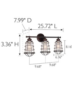 Alternative view of Design House 519736 Ajax Industrial Modern Light with Metal Wire Cage, 3, Coffee Bronze 3-Light