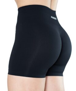 AUROLA Dream Collection Workout Shorts for Women Scrunch Seamless Soft High Waist Gym Shorts Medium Dark Black 17 51dQKegvavL