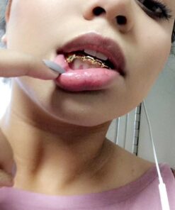 TOPGRILLZ Vampire Teeth Grillz Teeth Gold Grills for Your Teeth Hip Hop Half Fang Slug Grillz for Men Women 18K Gold Plated Gold Jewlry Rapper Costume 13 51dXKT59nL