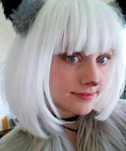 Happylifehere Cat Fox Ears Kitty Costume Halloween Cosplay Fancy Dress Black with gray Kits 19 51dYFVznjZL