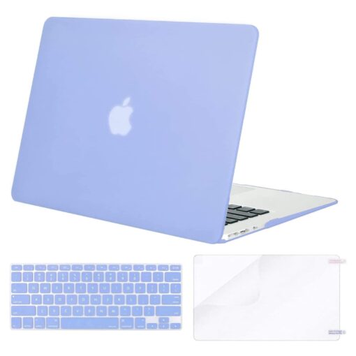 MOSISO Compatible with MacBook Air 13 inch Case (Models: A1369 & A1466, Older Version 2010-2017 Release), Protective Plastic Hard Shell Case & Keyboard Cover & Screen Protector, Serenity Blue